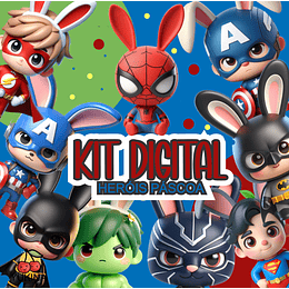 Kit Digital Herois e Personagens Páscoa Arquivos em Png  