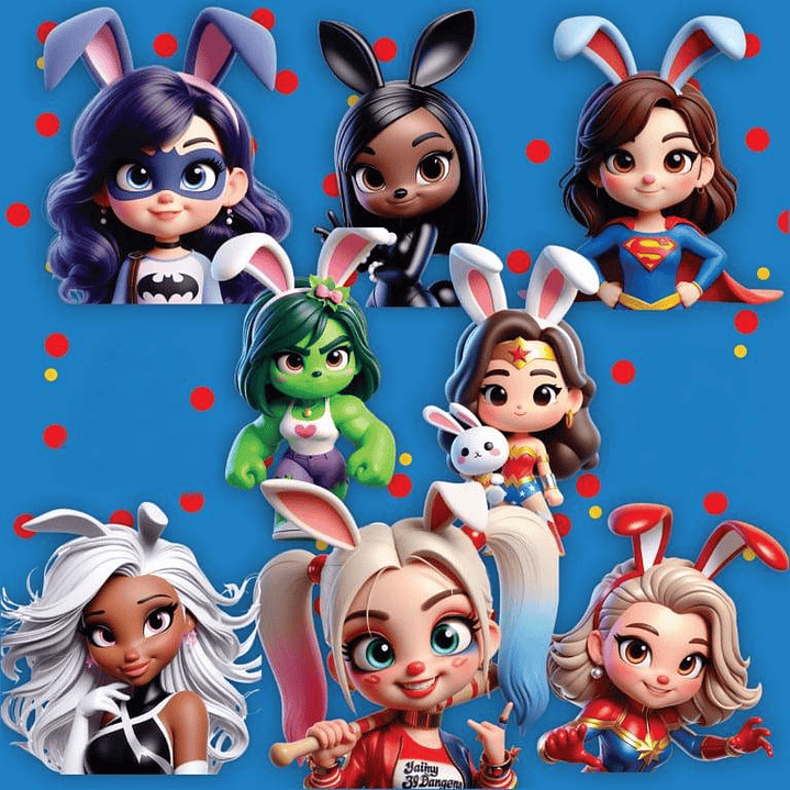 Kit Digital Herois e Personagens Páscoa Arquivos em Png   3