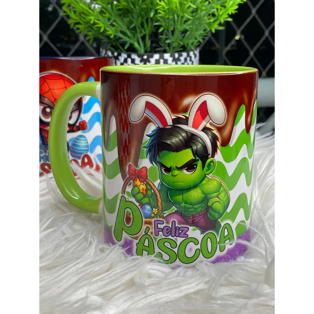 6 Arte para Caneca Páscoa Super Heróis Arquivo Png 4