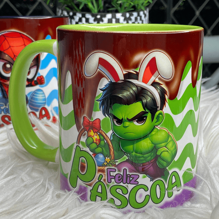 6 Arte para Caneca Páscoa Super Heróis Arquivo Png 4