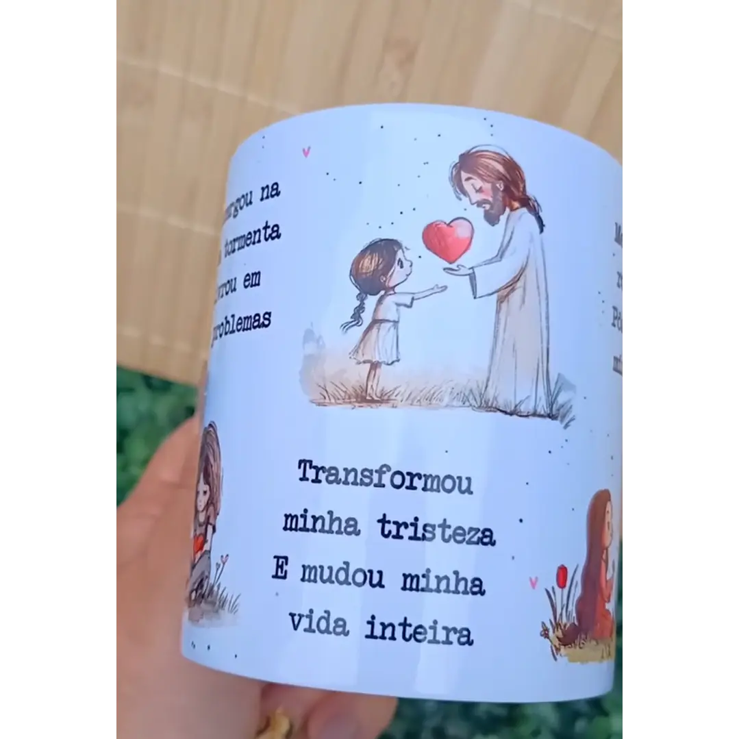 Arte Caneca Me enxergou na Minha Tormenta Me Livrou em meus Problemas - Lindo Momento Arquivo em Jpg 2