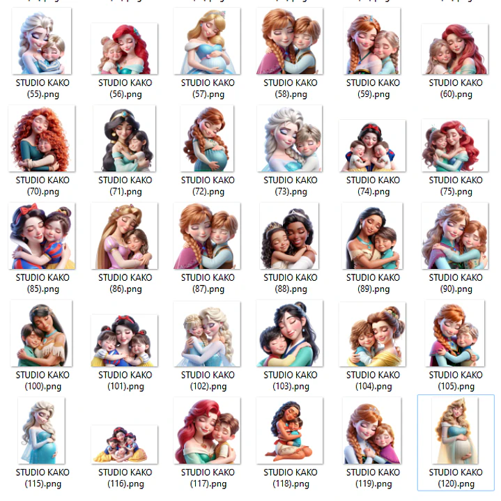 Kit Digital Princesas Dia das Mães Arquivos em Png 3