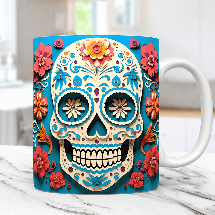 50 Artes Caneca Carveira Dia dos Mortos 3d Arquivos Png 6