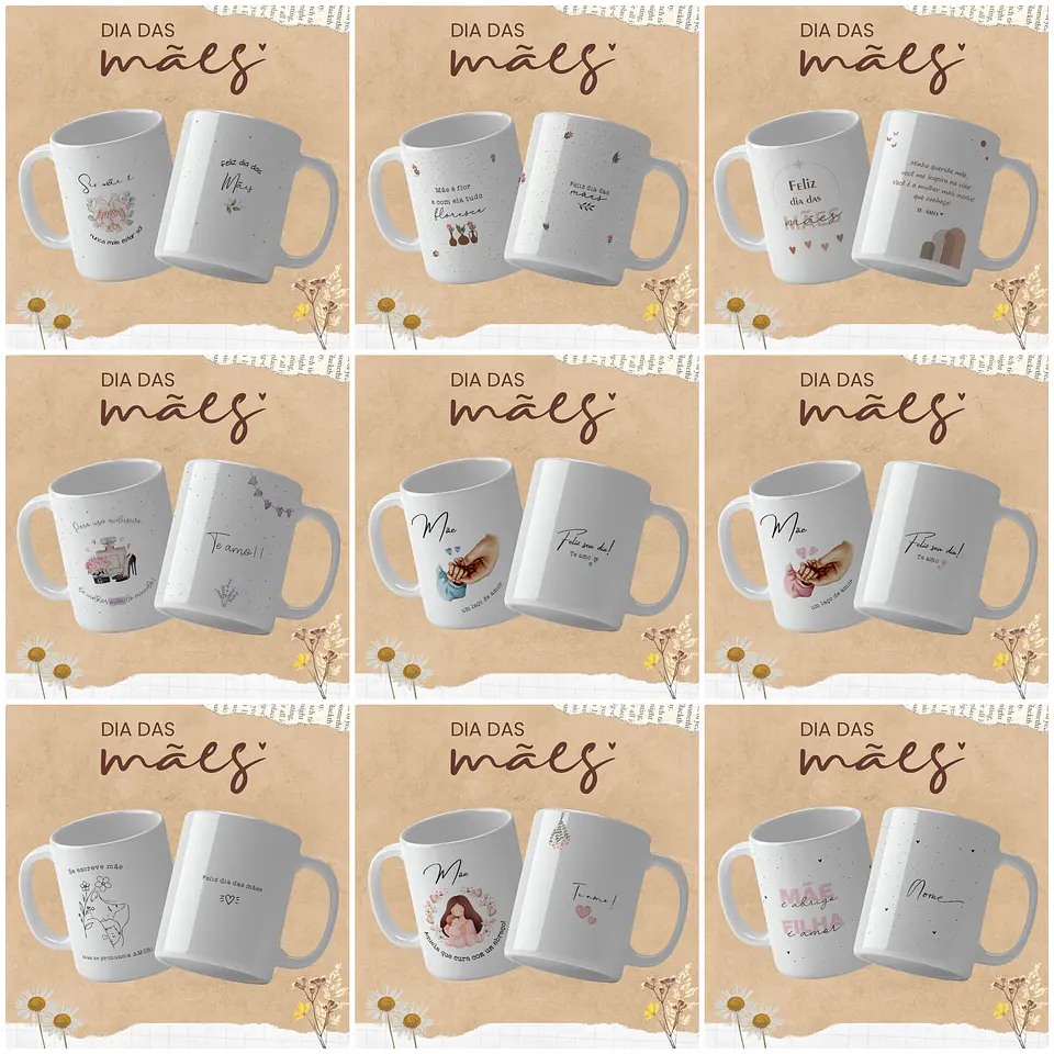 18 Artes Caneca e Azulejo Dia das Mães Arquivos Editável 1