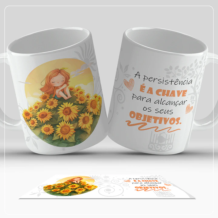 Arte Caneca A Persistência é a chave para Alcançar os seus Objetivos Arquivo em Jpg  1