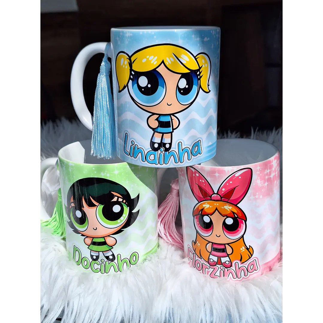 3 Artes Caneca Meninas Super Poderosas Glitter Arquivos em Jpg  1