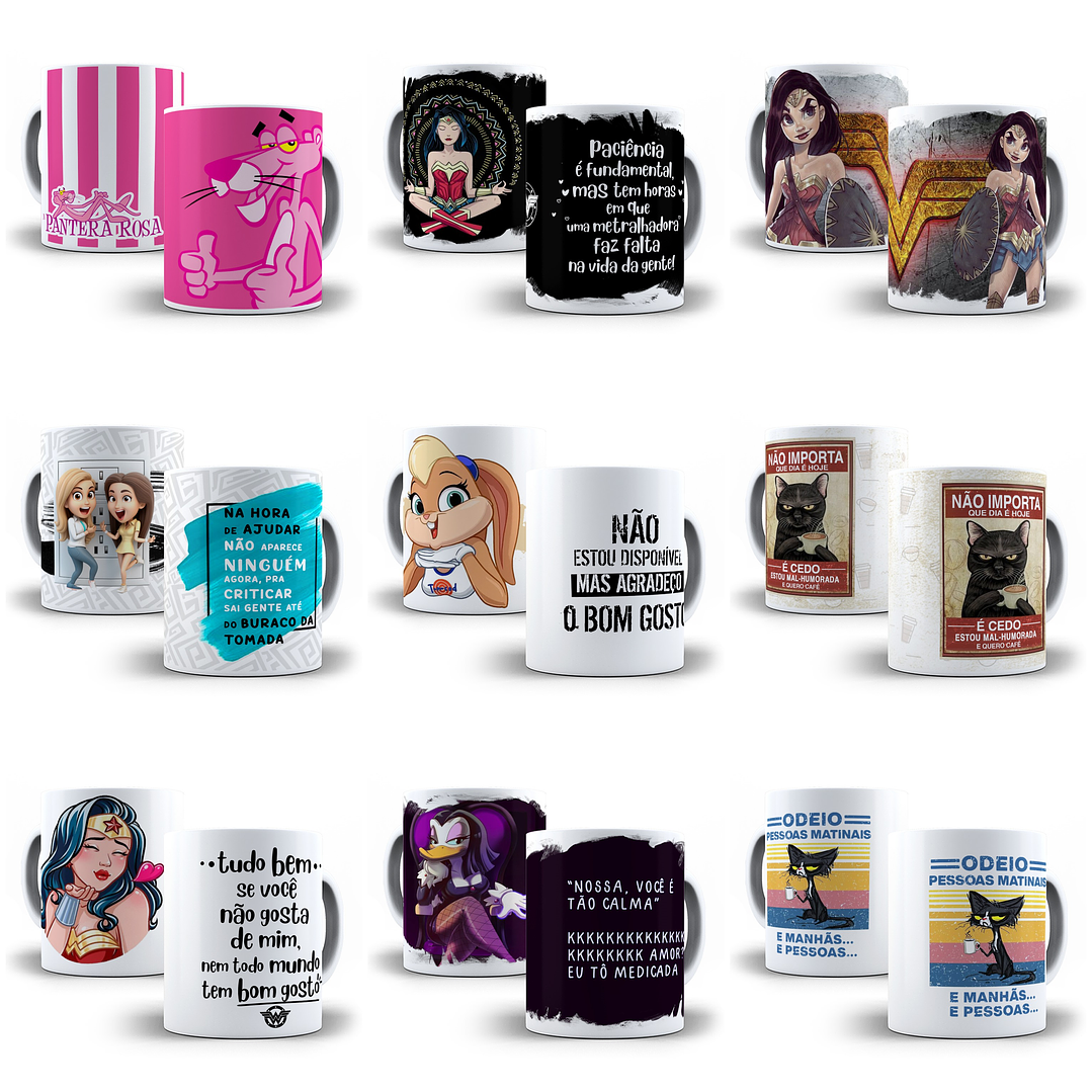240 Artes para Caneca Frases Motivacionais Personagens e Outros Arquivo em Jpg  7
