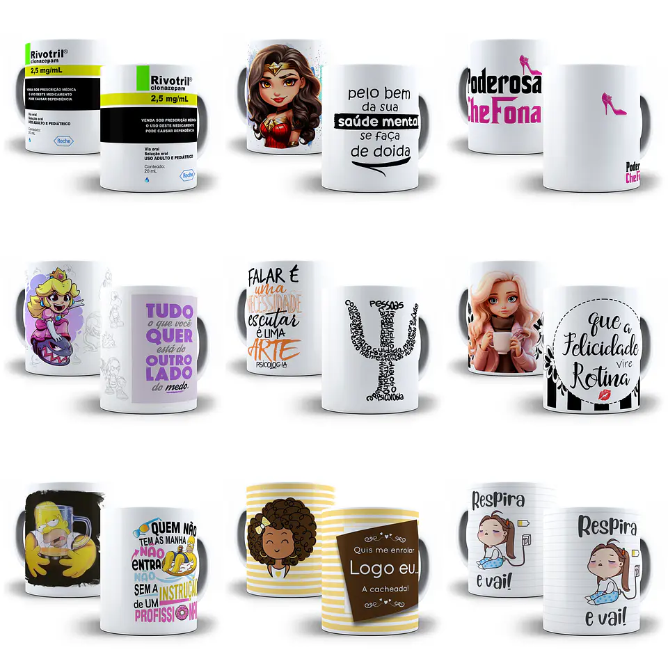 240 Artes para Caneca Frases Motivacionais Personagens e Outros Arquivo em Jpg  9
