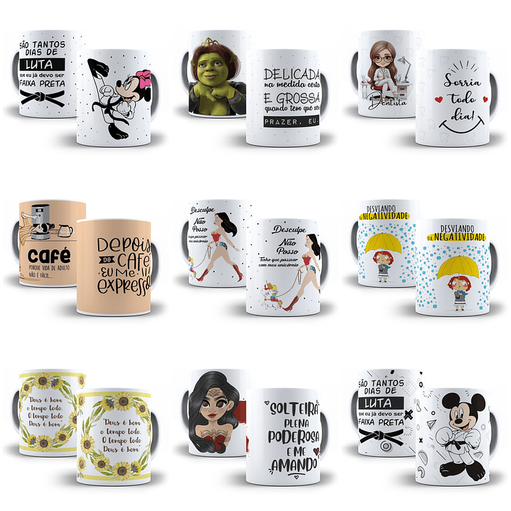 240 Artes para Caneca Frases Motivacionais Personagens e Outros Arquivo em Jpg  13