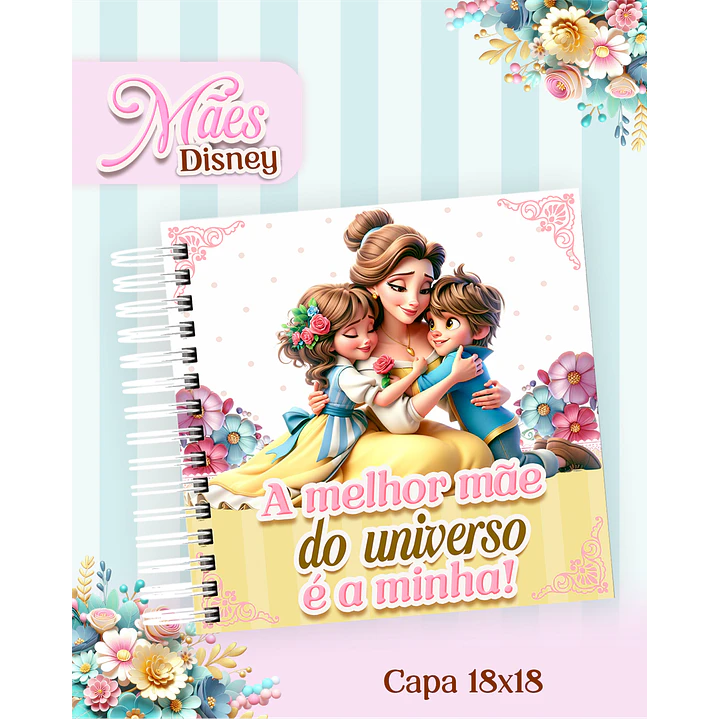 Arquivos para Encadernação Dia das Mães Princesas da Disney em Pdf e Png 5