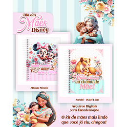 Arquivos para Encadernação Dia das Mães Princesas da Disney em Pdf e Png