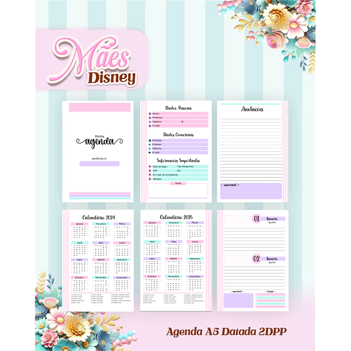 Arquivos para Encadernação Dia das Mães Princesas da Disney em Pdf e Png 9