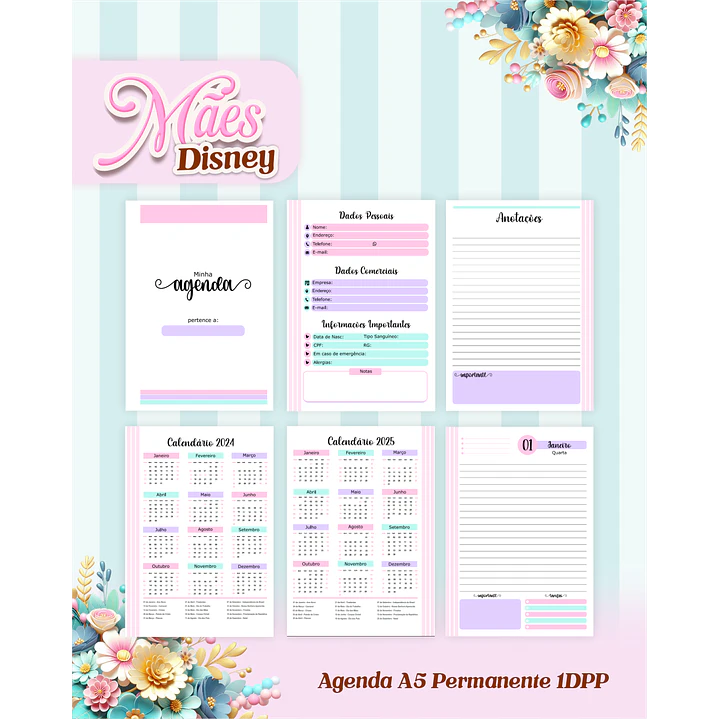 Arquivos para Encadernação Dia das Mães Princesas da Disney em Pdf e Png 10