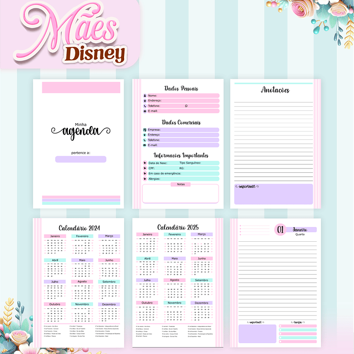 Arquivos para Encadernação Dia das Mães Princesas da Disney em Pdf e Png 10