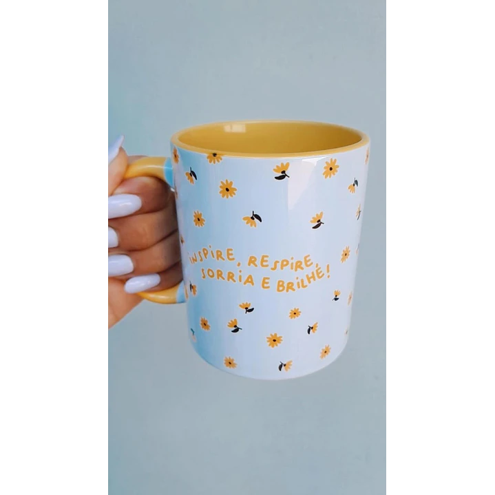 Artes Caneca Inspire e Respire Sorria e Brilhe Arquivo em Jpg 1