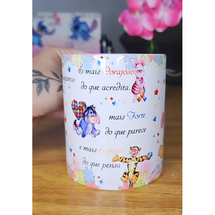 Arte Caneca Se Houver o amanhã em que não estejamos juntos - Ursinho Pooh Autismo  Arquivo Editável 2