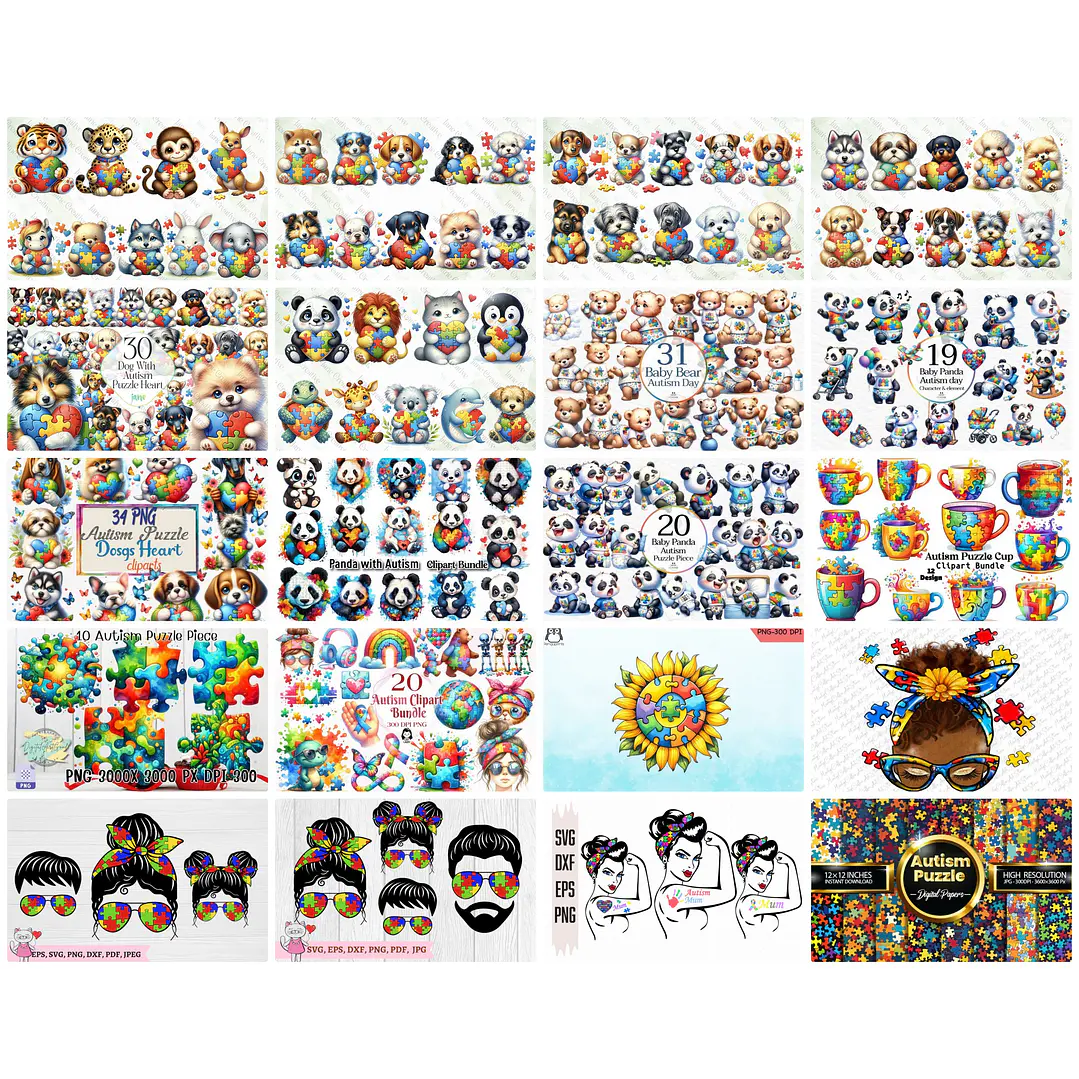 Mega Kit Digital Autismo Arquivos em Png  3