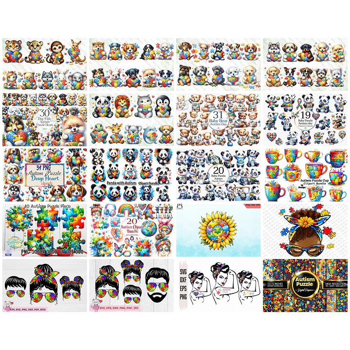 Mega Kit Digital Autismo Arquivos em Png  3