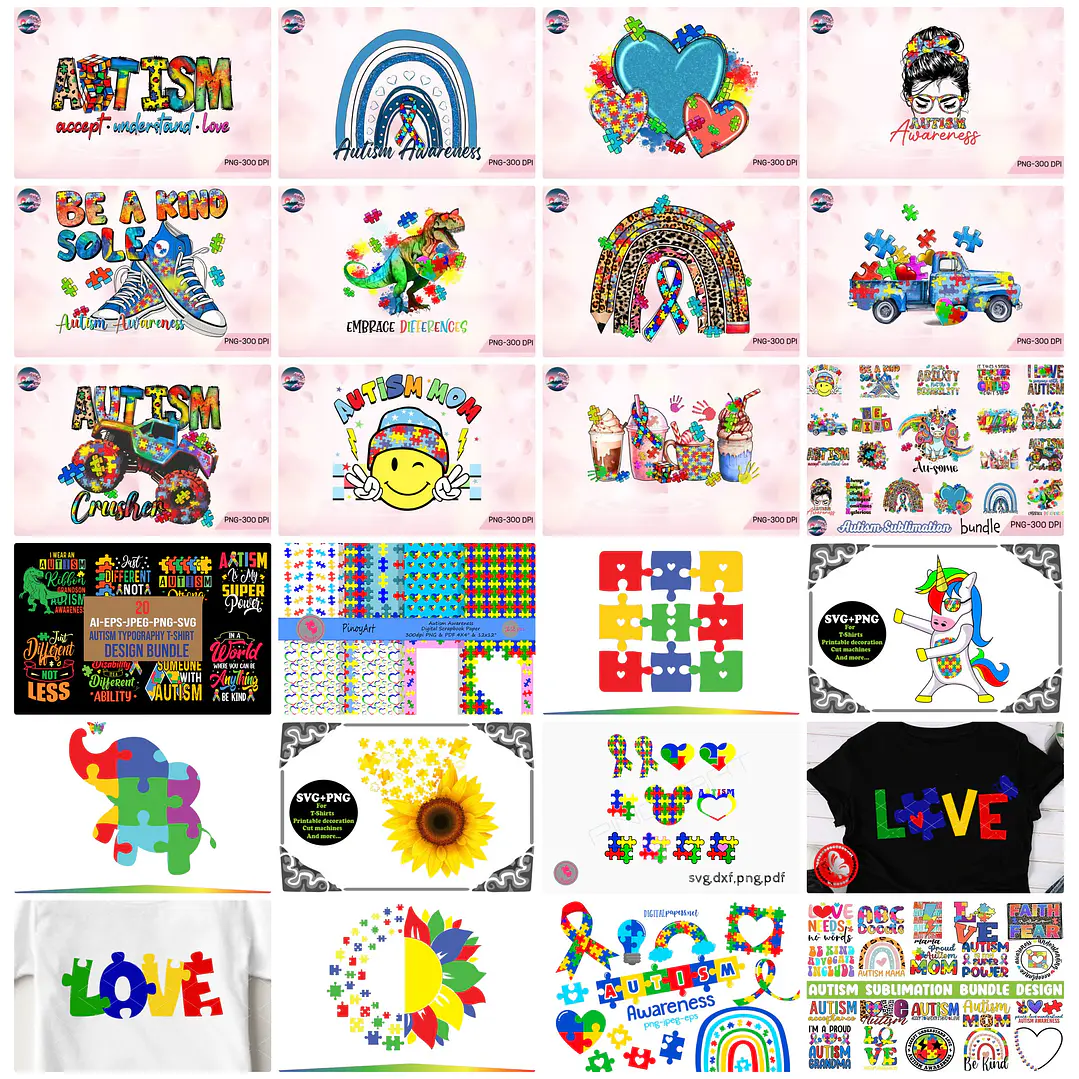 Mega Kit Digital Autismo Arquivos em Png  4
