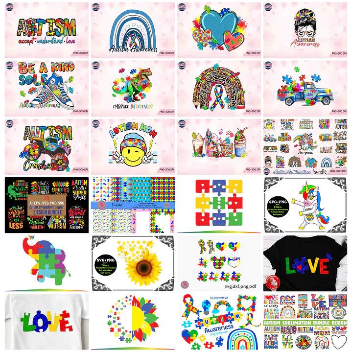 Mega Kit Digital Autismo Arquivos em Png  4