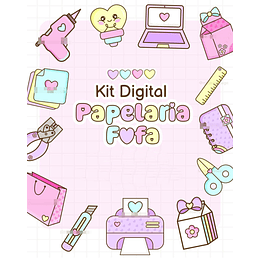 Kit Digital Papelaria Fofa Arquivos em Png