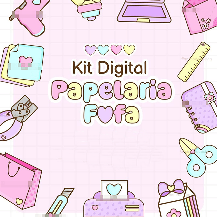 Kit Digital Papelaria Fofa Arquivos em Png 1