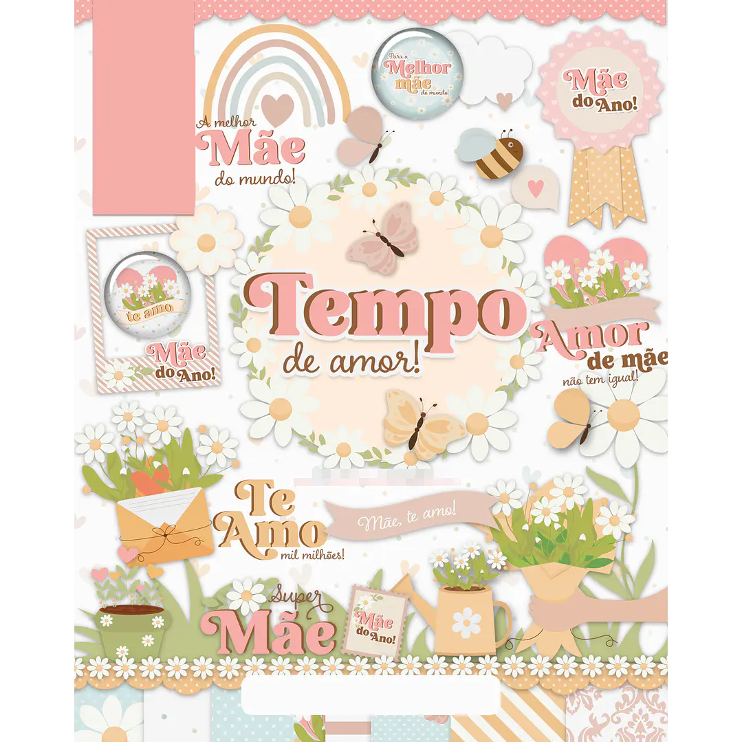 Kit Digital Dia das Mães Tempo de Amor em Png 1