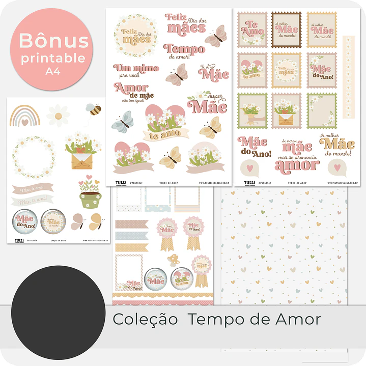 Kit Digital Dia das Mães Tempo de Amor em Png 5