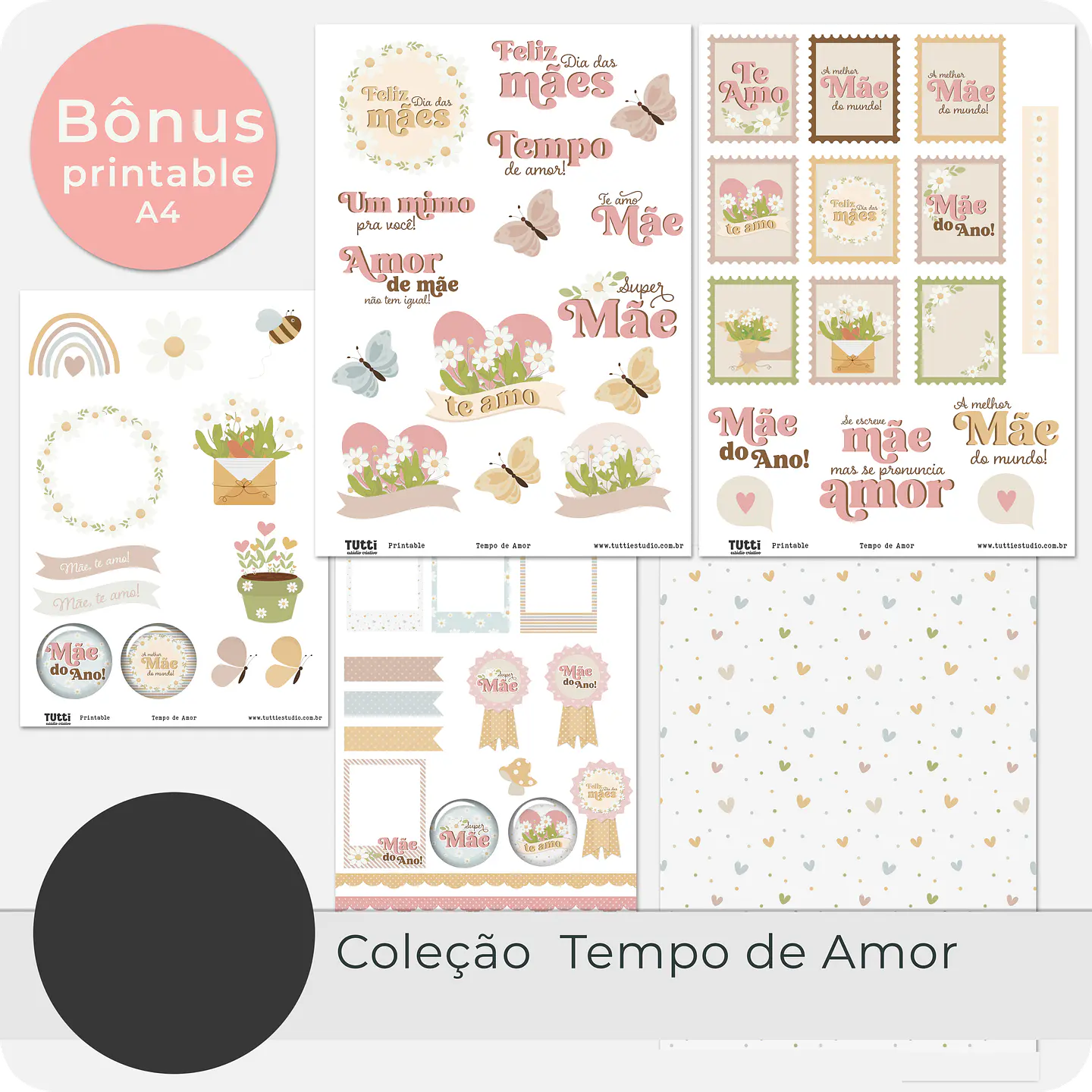 Kit Digital Dia das Mães Tempo de Amor em Png 5
