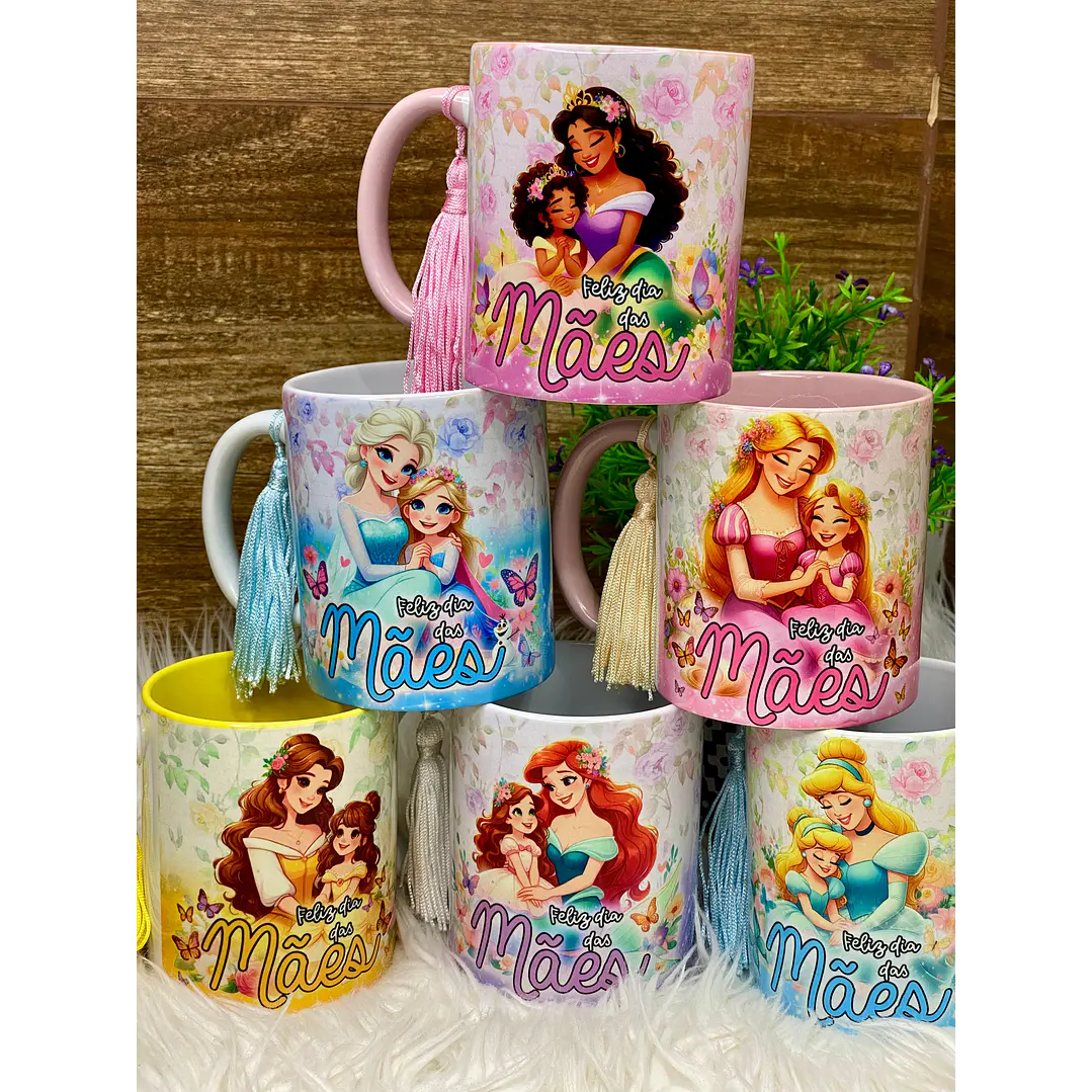 12 Artes Caneca Dia das Mães Princesas da Disney Arquivos em Jpg 1