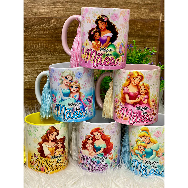12 Artes Caneca Dia das Mães Princesas da Disney Arquivos em Jpg 1