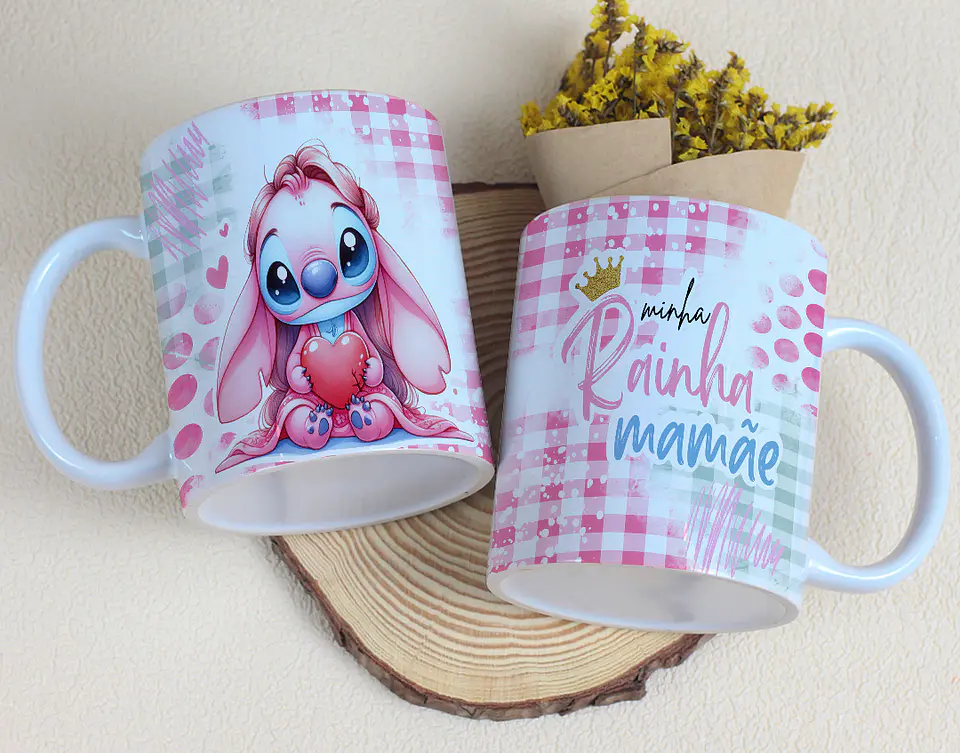 10 Artes para Caneca Dia das Mães Stitch Arquivo Editável 18