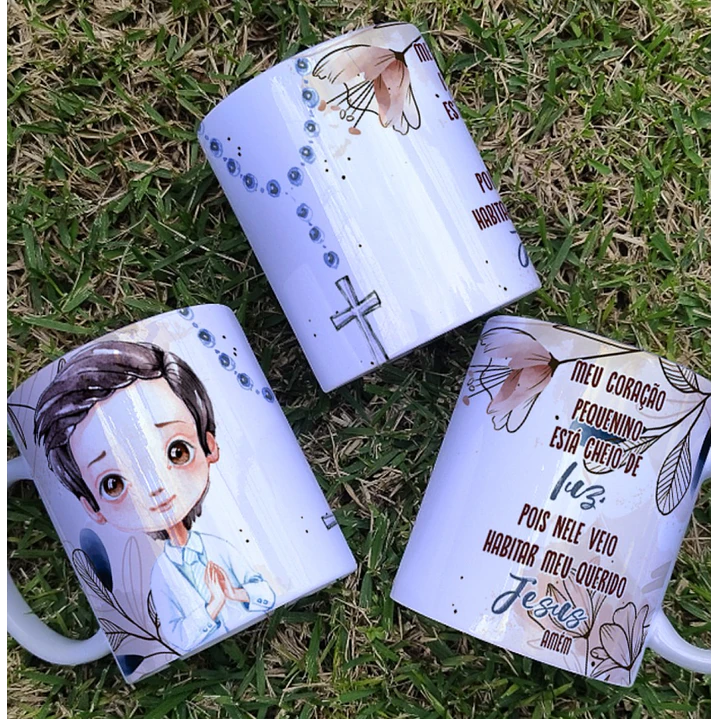 16 Artes para Caneca Primeira Eucaristia Menino e Menina Arquivo Editável 1