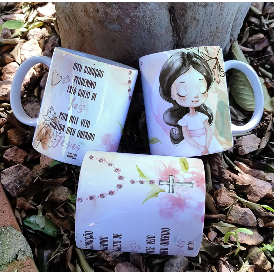 16 Artes para Caneca Primeira Eucaristia Menino e Menina Arquivo Editável 5