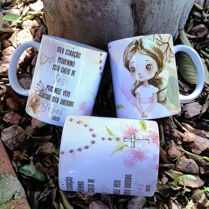 16 Artes para Caneca Primeira Eucaristia Menino e Menina Arquivo Editável 9