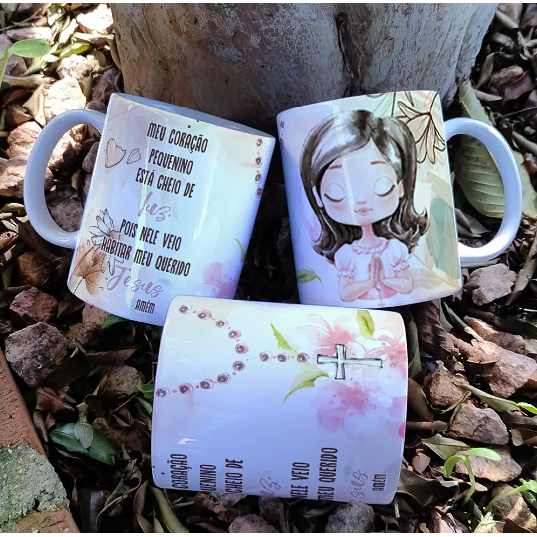 16 Artes para Caneca Primeira Eucaristia Menino e Menina Arquivo Editável 12