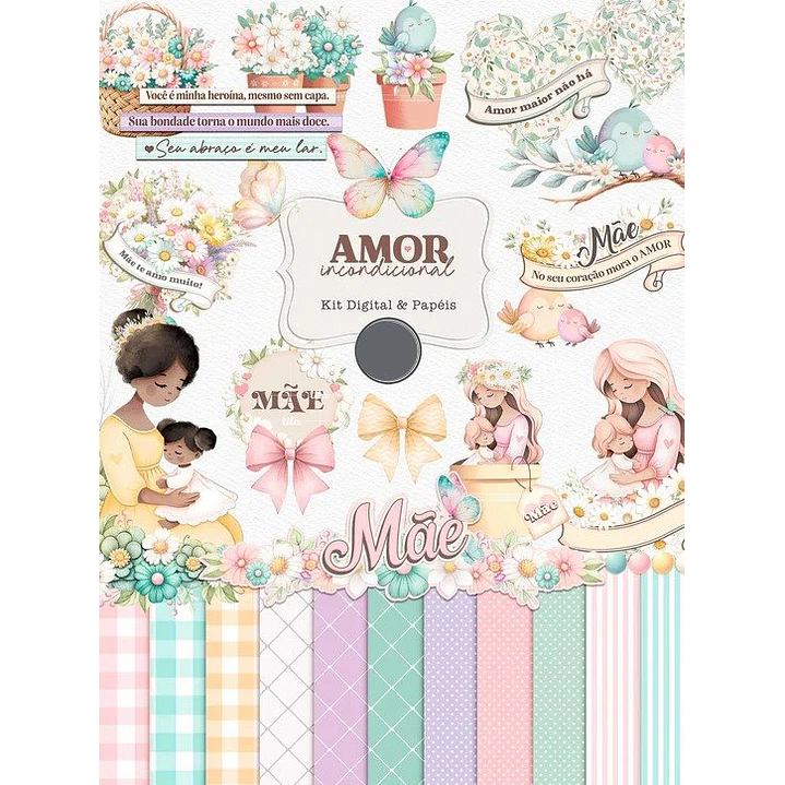 Kit Digital Dia das Mães Amor Incondicional Arquivos em Png   1