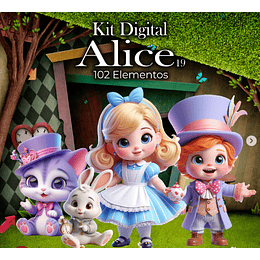 Kit Digital Alice Cute 3d Arquivo em Png