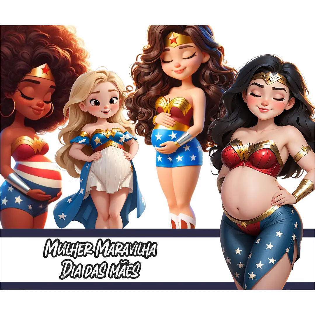 Kit Digital Dia das Mães Mulher Maravilha Arquivo em Png  1