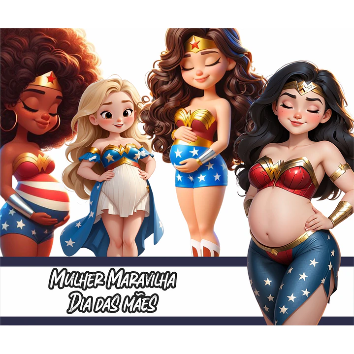 Kit Digital Dia das Mães Mulher Maravilha Arquivo em Png  1
