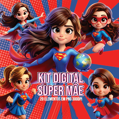 Kit Digital Dia das Mães Mulher Maravilha Arquivo em Png 
