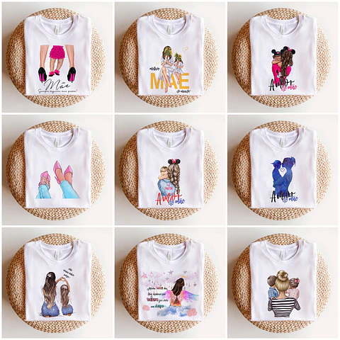 16 Artes para Camisa Mães e Filhos Arquivo em Editável