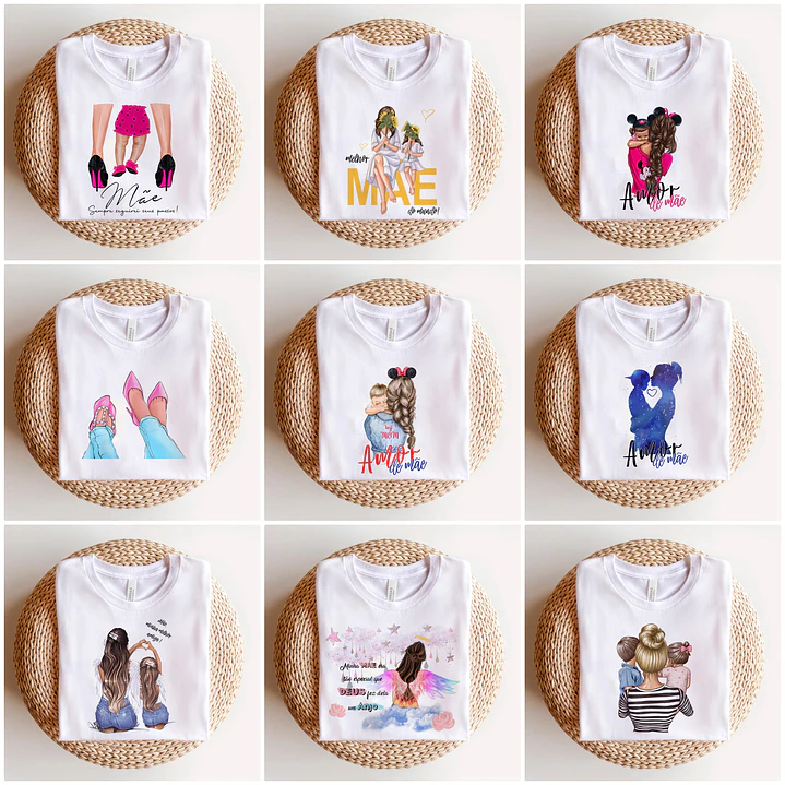 16 Artes para Camisa Mães e Filhos Arquivo em Editável 1