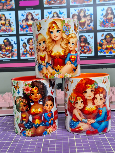 30 Artes para Canecas Dia das Mães Mulher Maravilha Arquivo Jpg