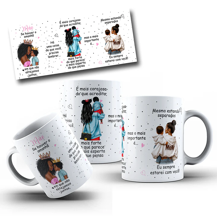 Artes Caneca Se Houver o amanhã em que não estejamos juntos - Mãe e Filha Filho Afro Black Arquivo Png  2