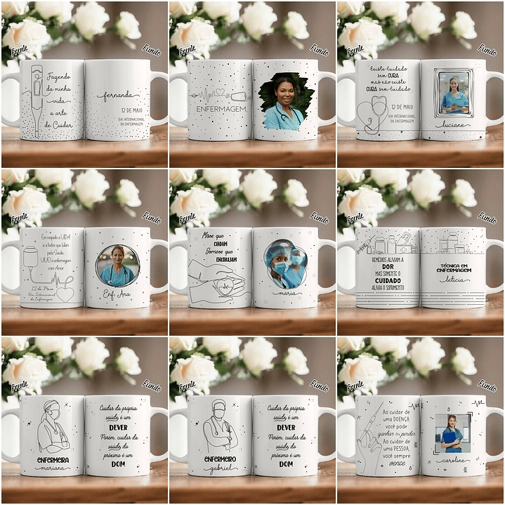 15 Artes para Canecas Enfermagem em Linhas Arquivo em Jpg  2
