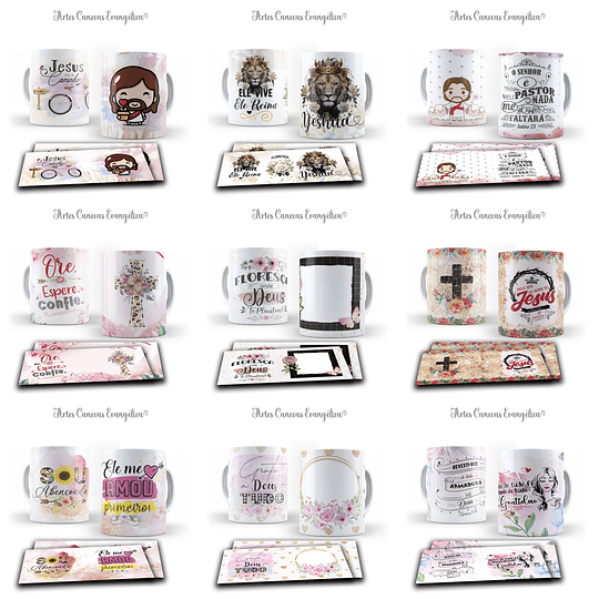 49 Artes para Caneca Gospel Arquivo Editável 