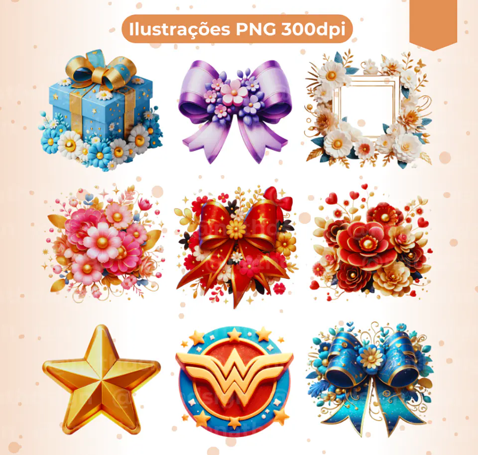 Kit Digital Dia das Mães Mulher Maravilha Arquivo em Png 2