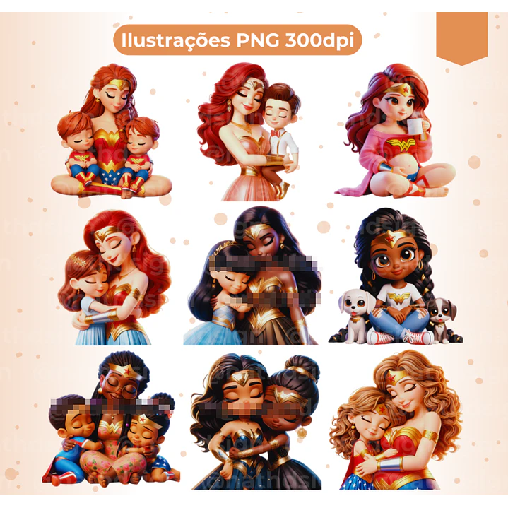 Kit Digital Dia das Mães Mulher Maravilha Arquivo em Png 4