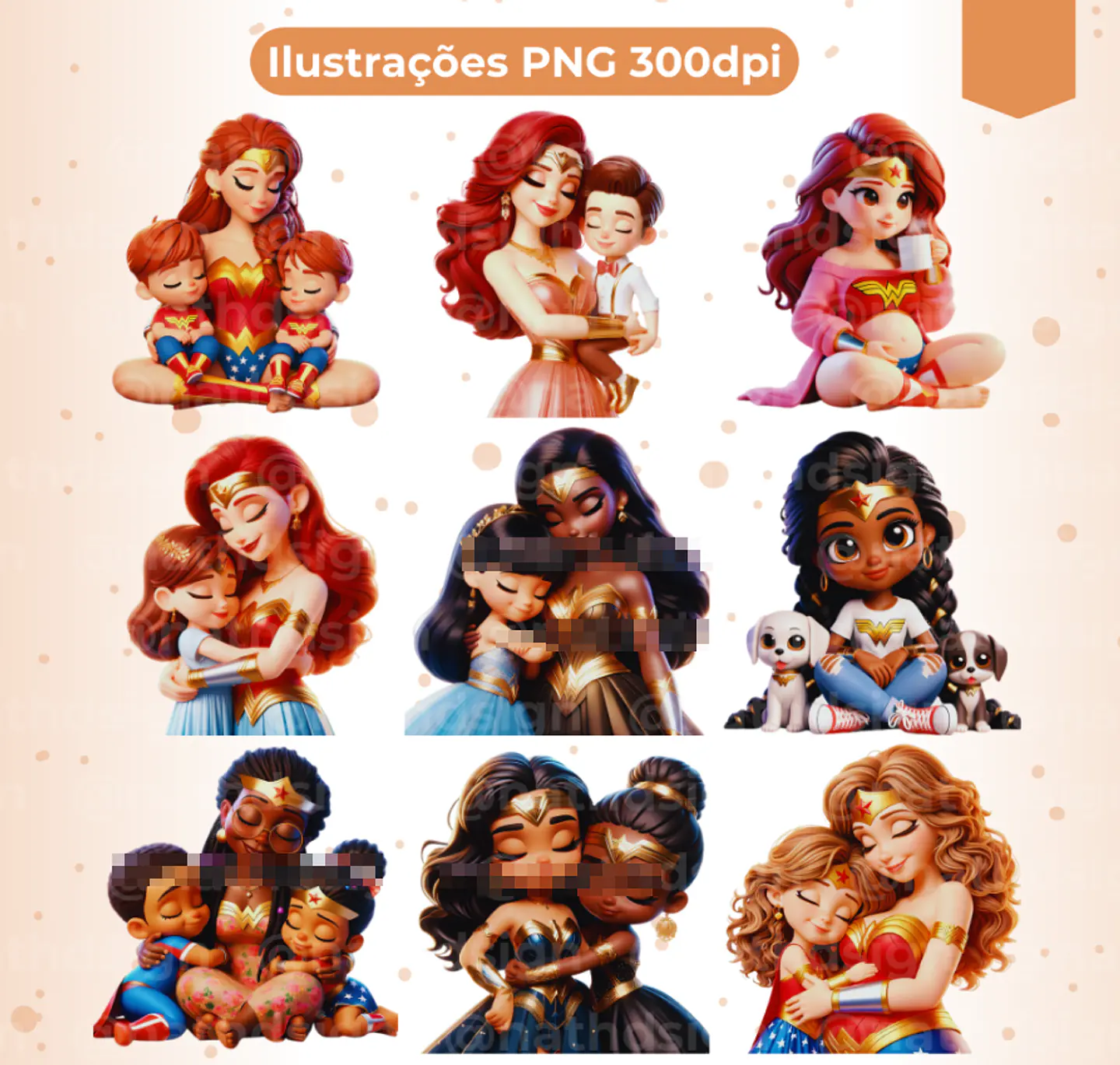Kit Digital Dia das Mães Mulher Maravilha Arquivo em Png 4